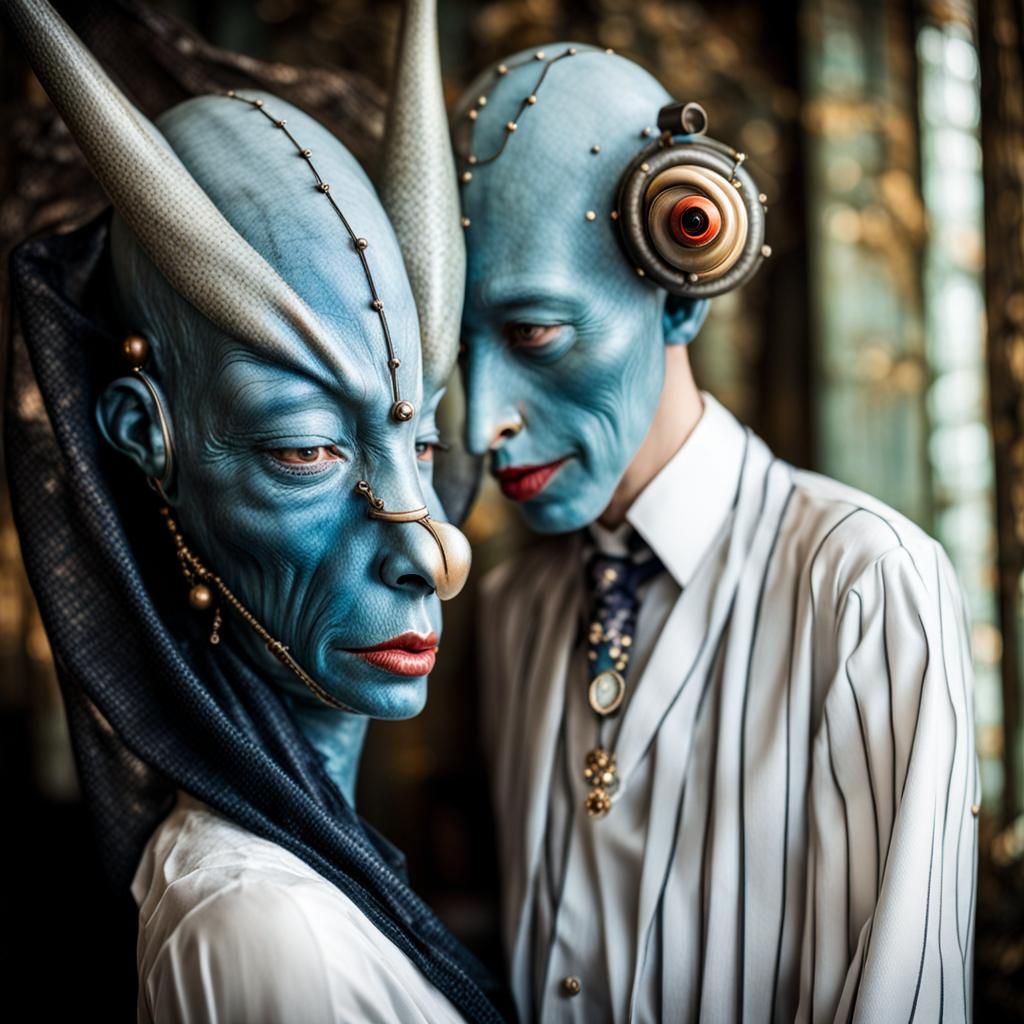 Surreal Alien Restaurant Celebration: Professional Photograp...