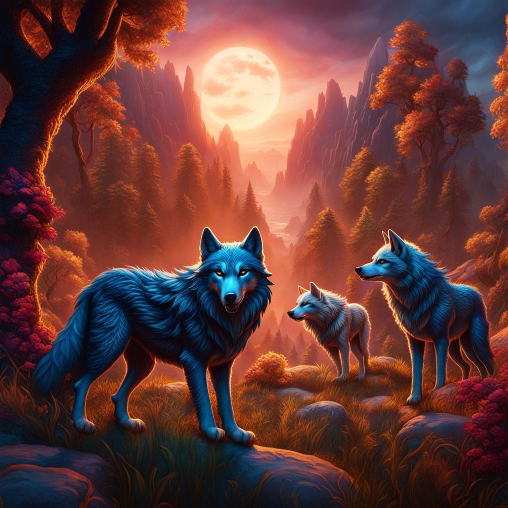 Crochet Wolf Pack: Detailed Matte Painting