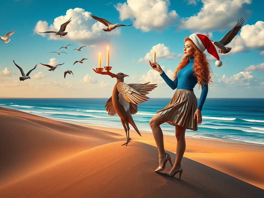 Goddess in Golden Hour on Desert Dune