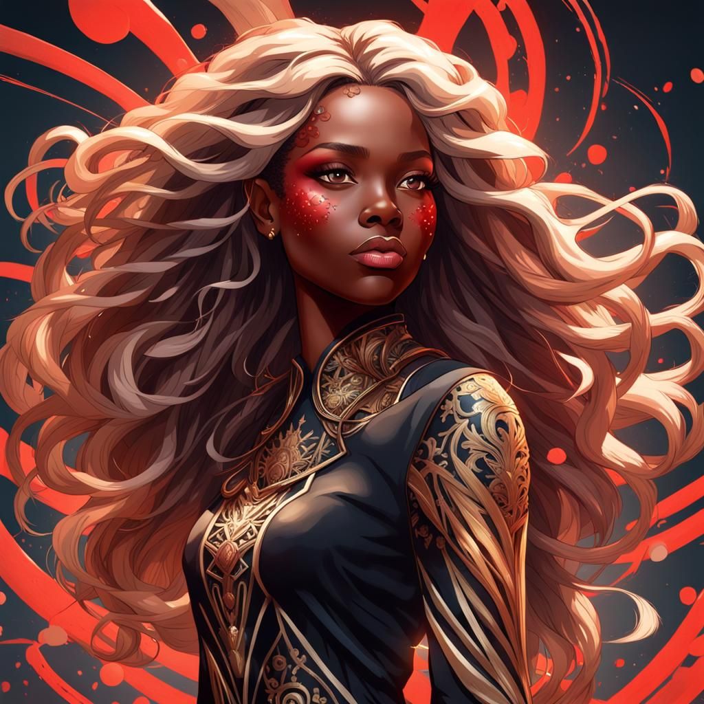 Stunning Portrait of Woman with Red Eyes