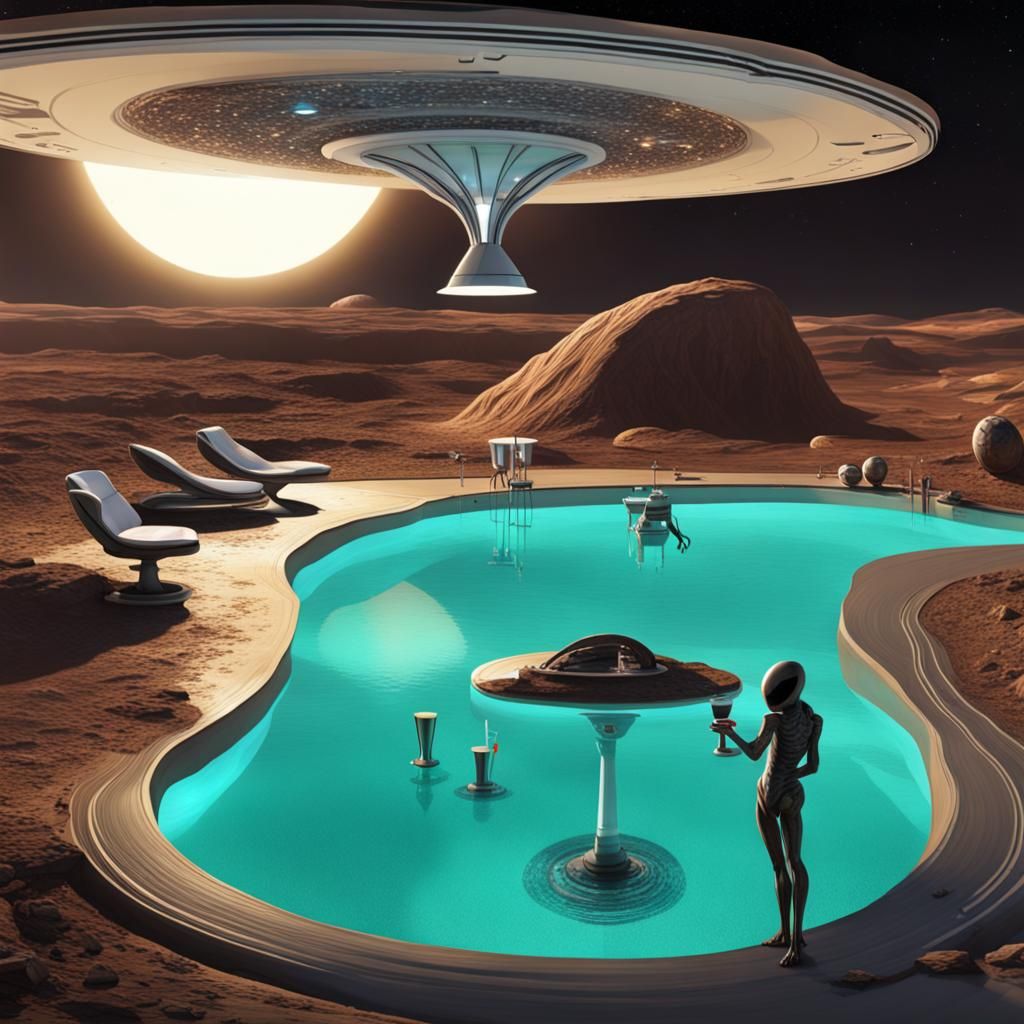 Alien Bar with Pool on Saturn