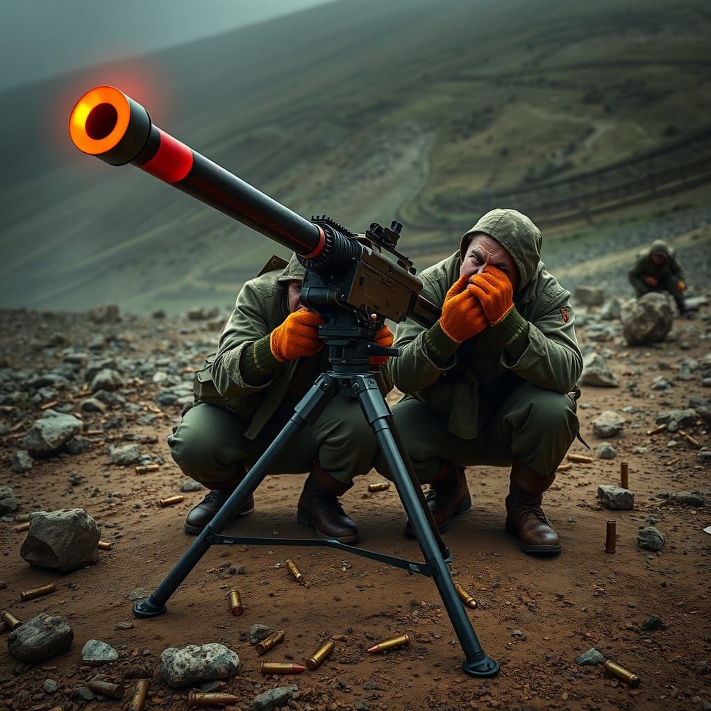 Melted Machine Gun: A Photorealistic Battlefield Scene