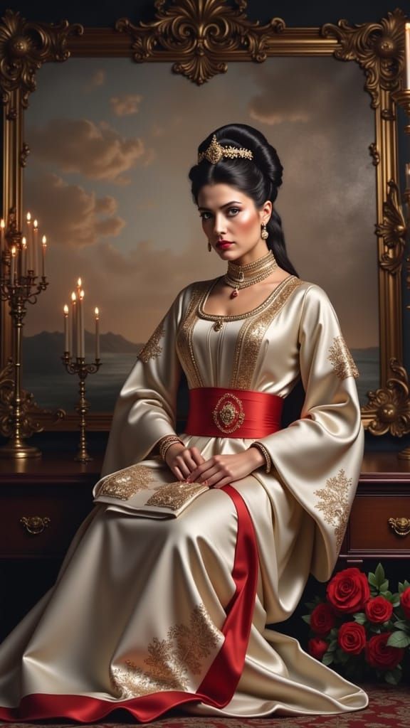 Elegant Portrait of Sauvanne in Elaborate Costume