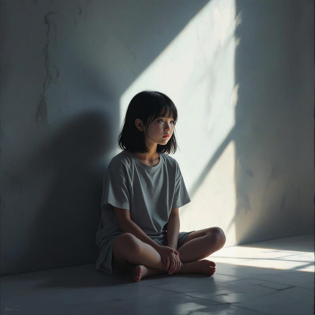 Ethereal Light on Girl in Shadow