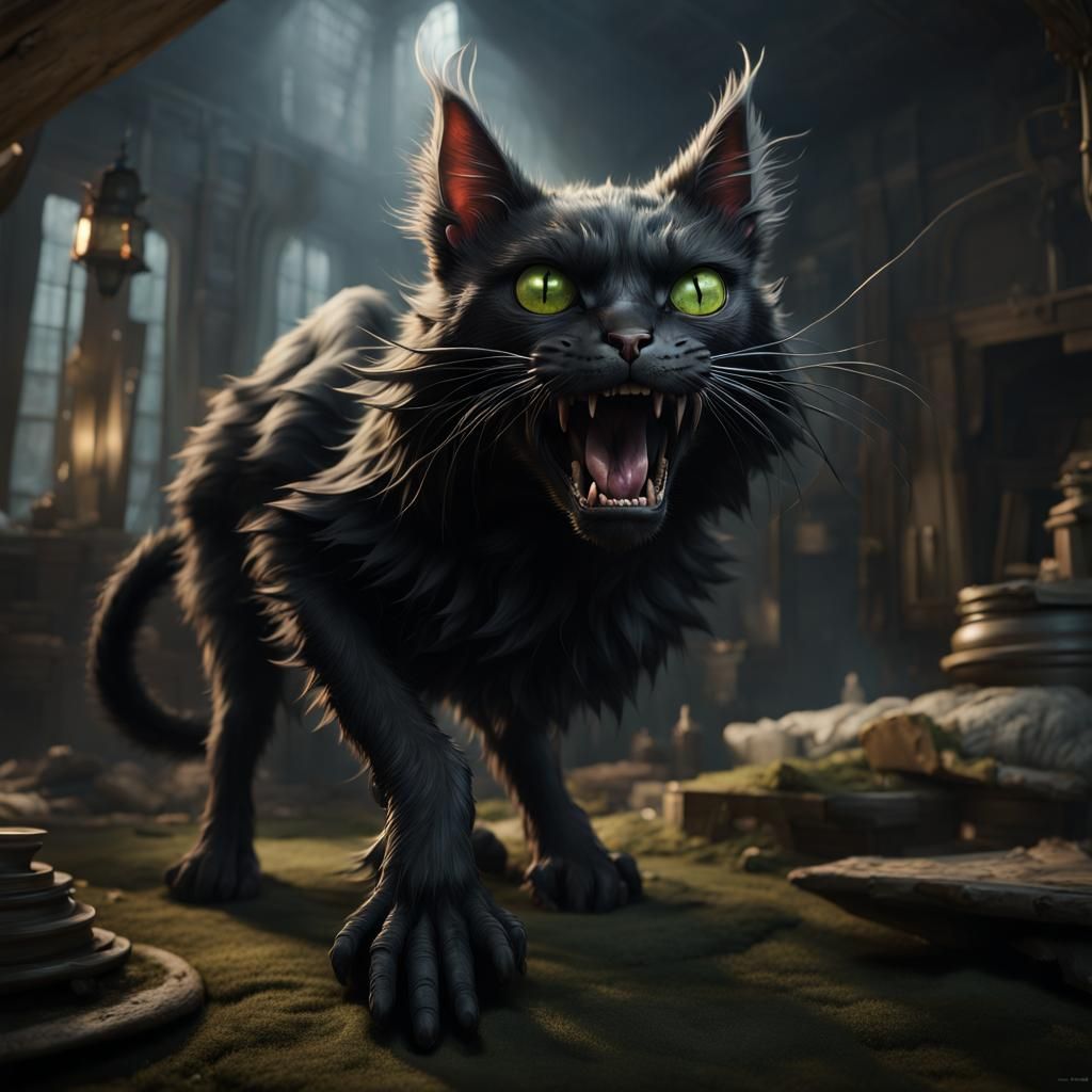 Scary black cat