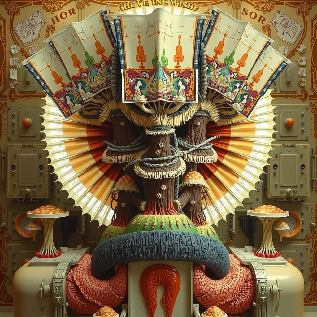 Gigantic Mushroom Landscape Sculpture in Anselm Kiefer Style