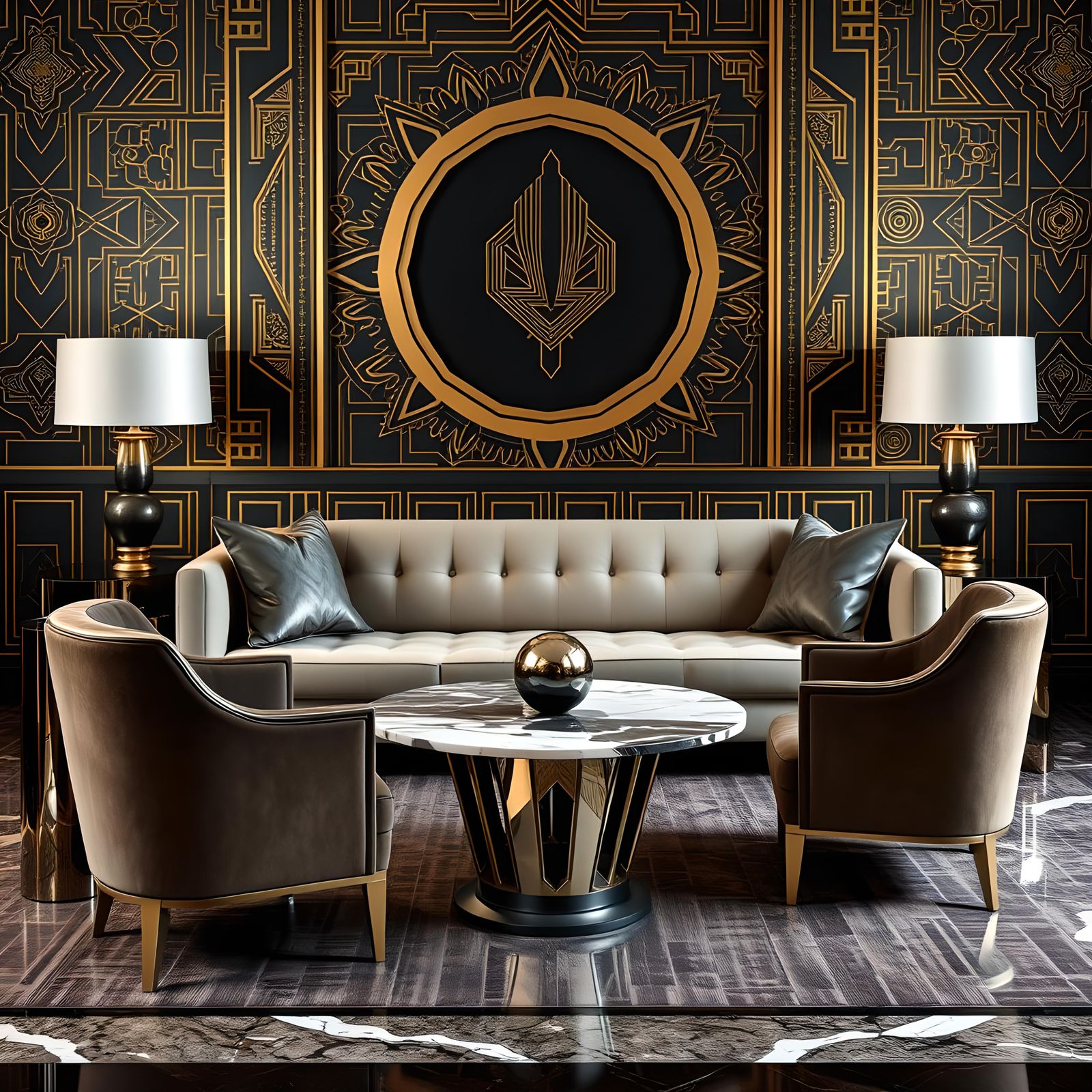 Opulent Art Deco Interior Design with Geometric Shapes
