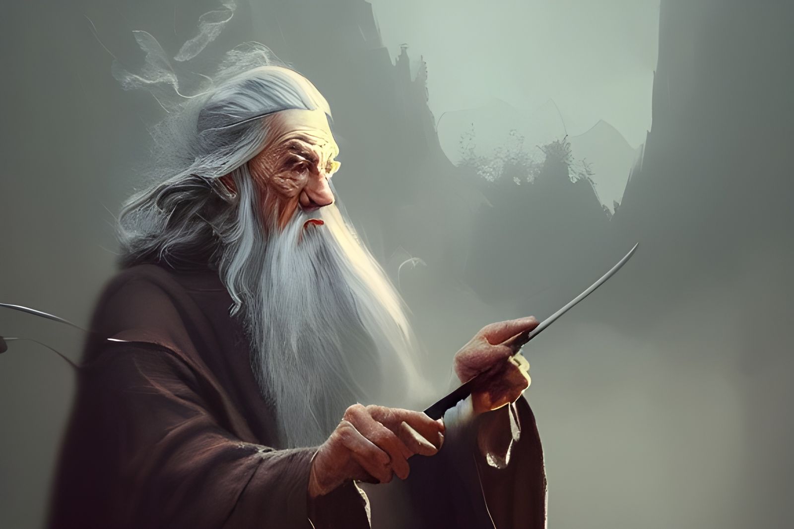Gandalf Smoking Pipe: Intricate Fantasy Art