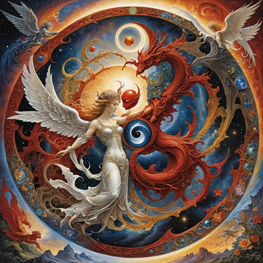 Angelic Devil Yin Yang in Visionary Style