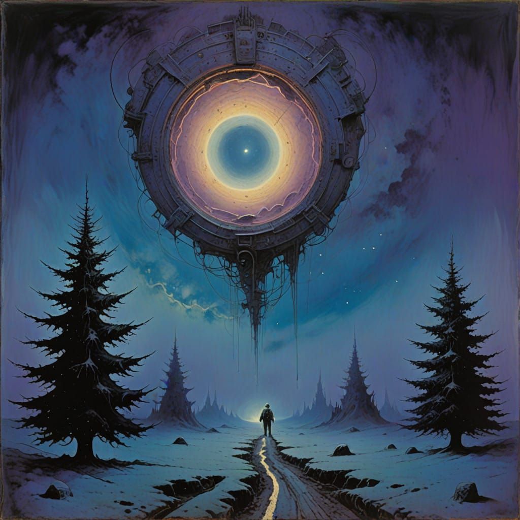 Surreal Astronaut in a Cosmic Christmas Wonderland