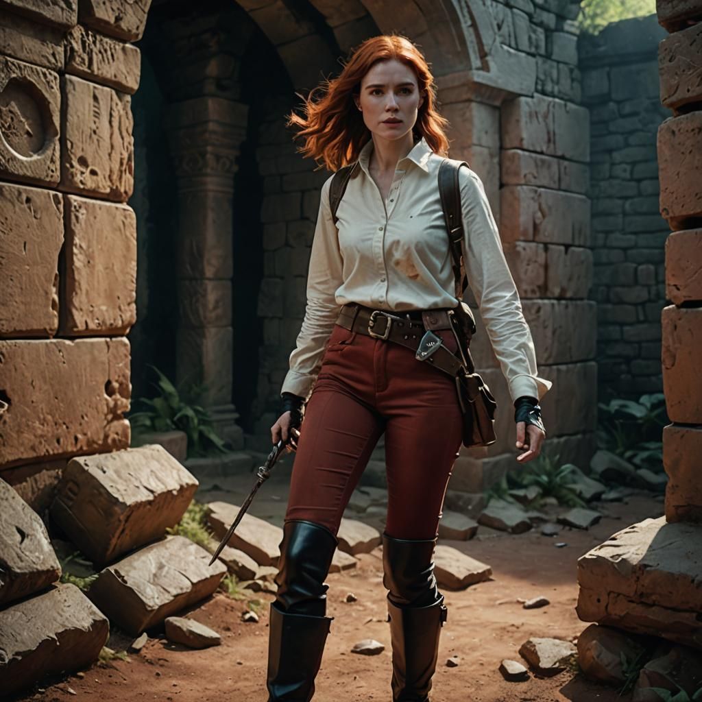 D&D Ranger Raiding Ancient Tomb: Cinematic Film Still