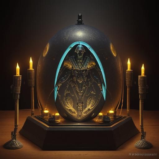 Cyberpunk Scarab Beetle in Ancient Egypt Style