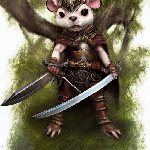 Noble Mouse Knight on Branch, Fantasy Art