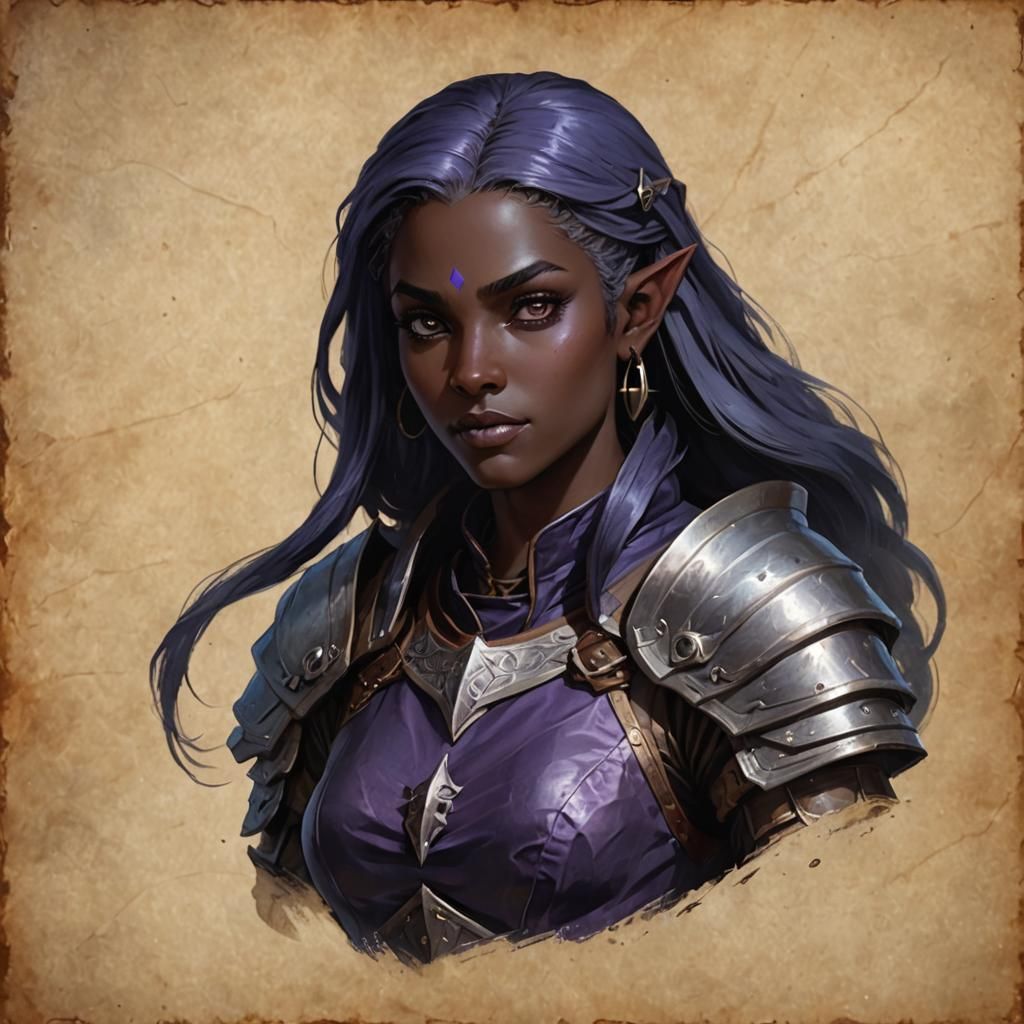 Dark Elf Portrait in Anime Style