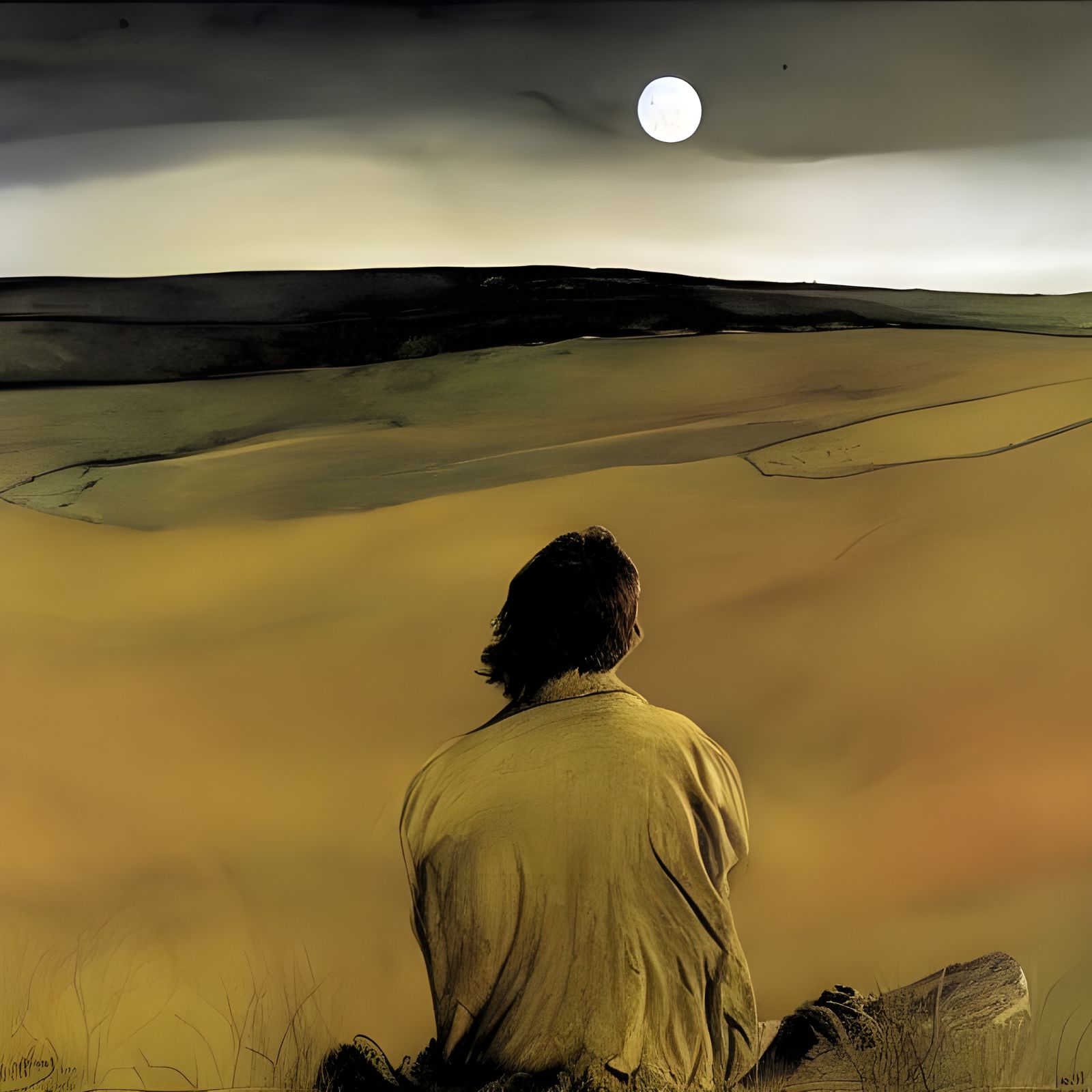 Hyperreal Moon Gaze Inspired by American Realism