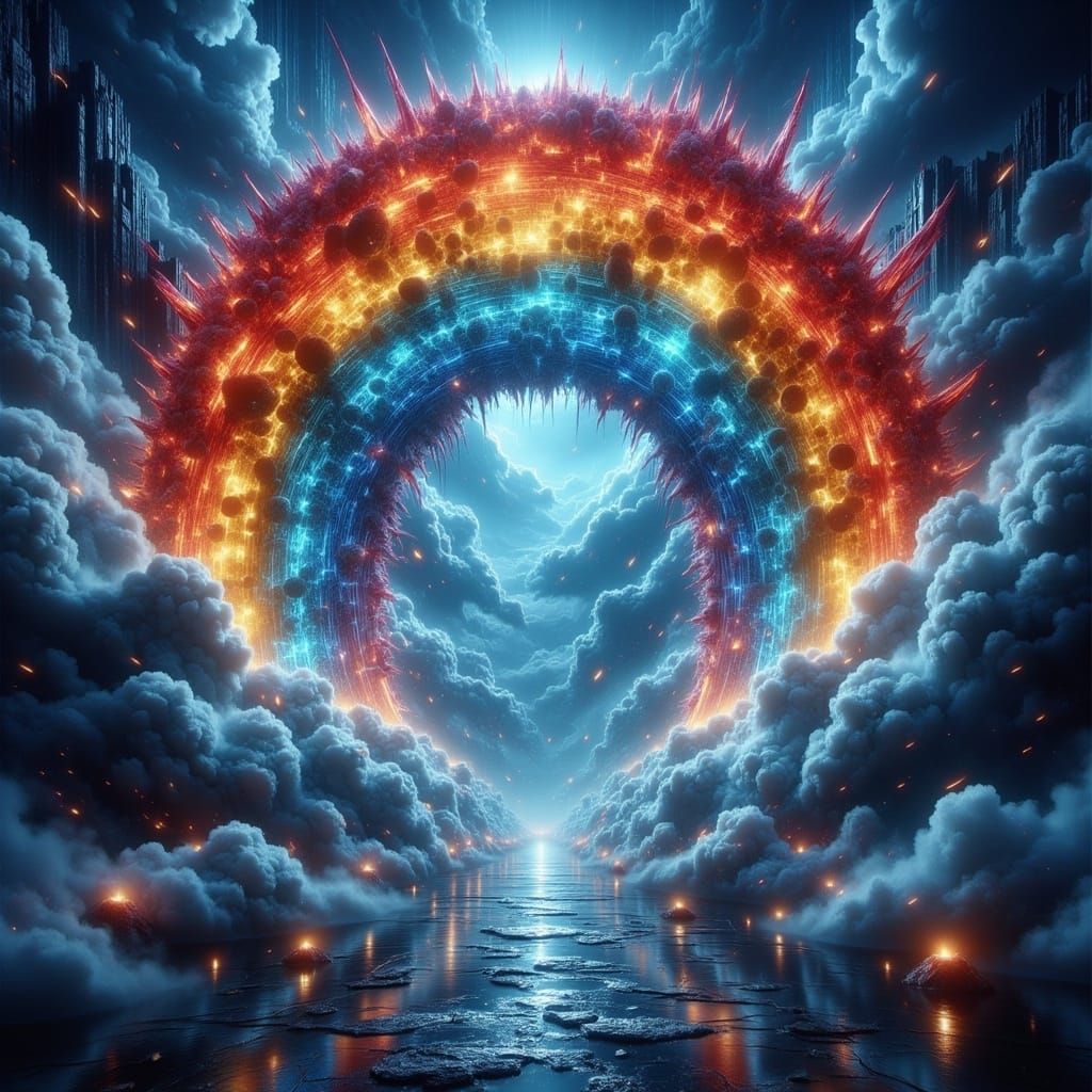 Dreamlike Tapestry of Rainbow-Hued Clouds