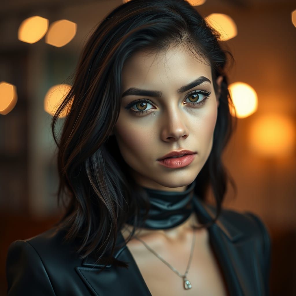 Striking Portrait of Brunette with Expressive Eyes