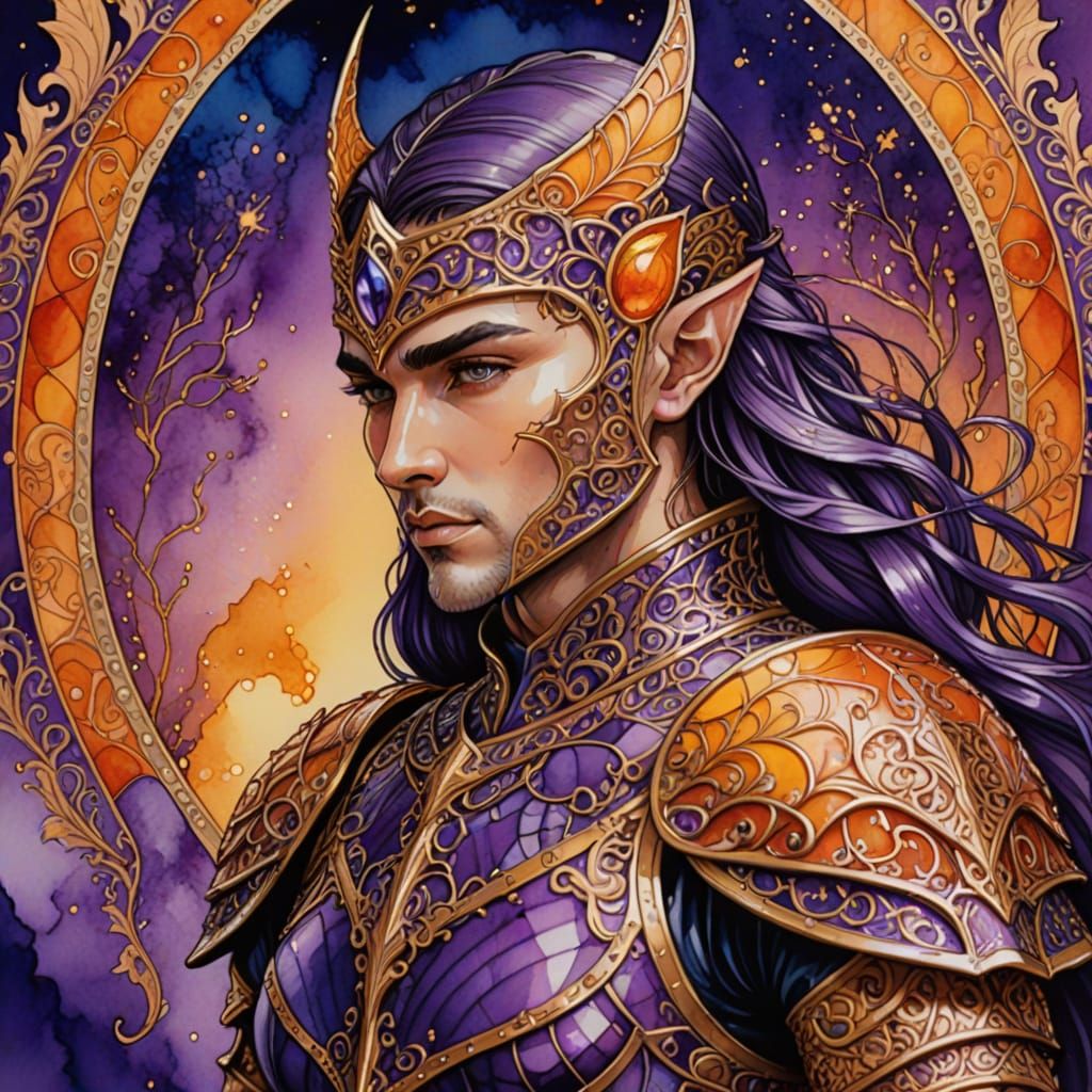 Ethereal Elven Knight in Ornate Armor