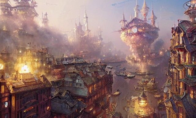 Steampunk City in the Sky: Detailed Concept Art