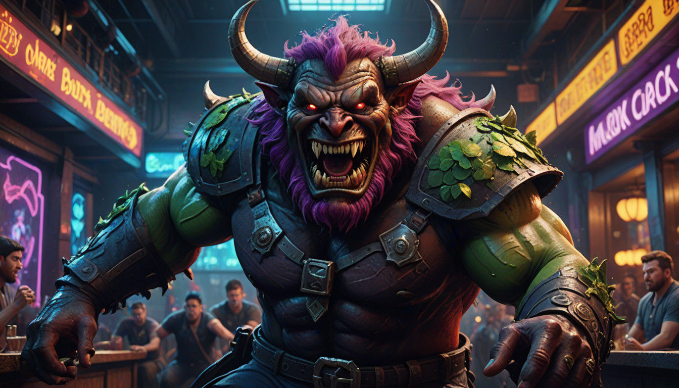 Vibrant Hyperrealistic Club Brawl in Splash Art Style