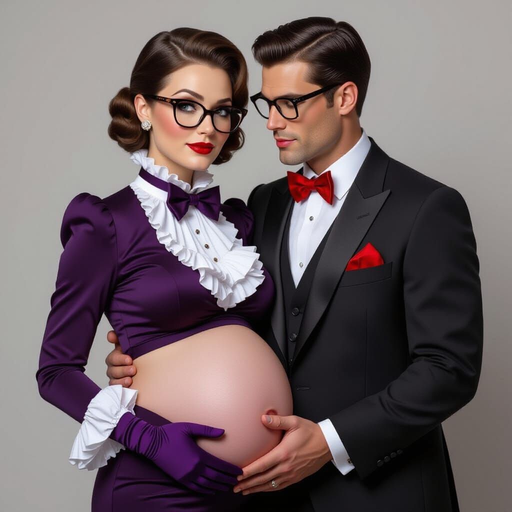 Stunning Woman with Husband in Photorealistic Style