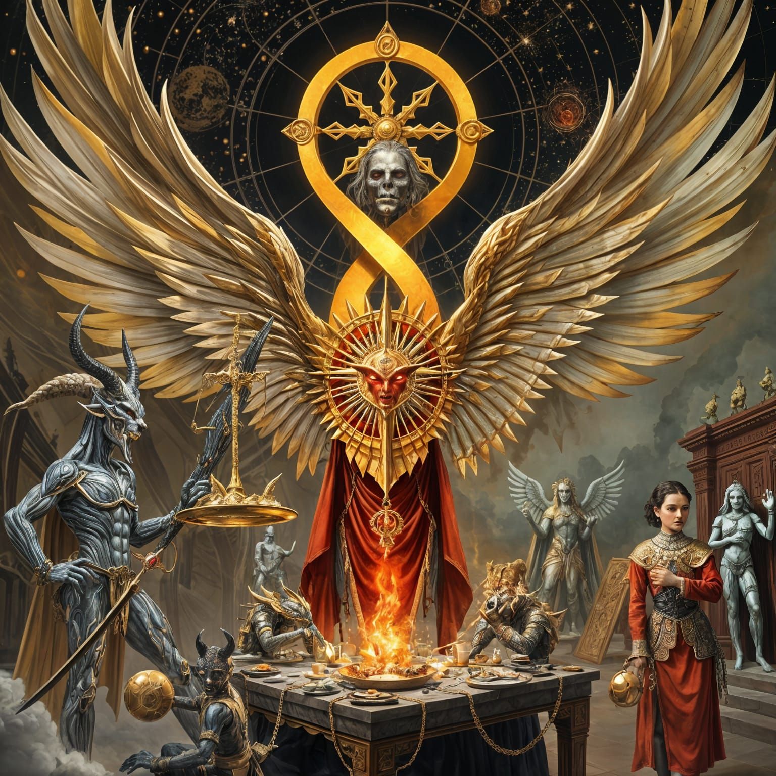 Cosmic Gods Entropy Balance in Surreal Hyperdetailed Portrai...