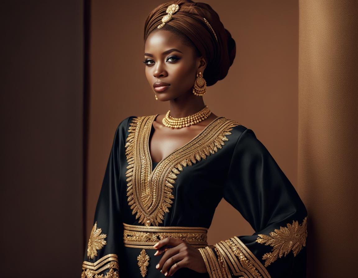 Elegant Woman in African Dress, 8K Masterpiece