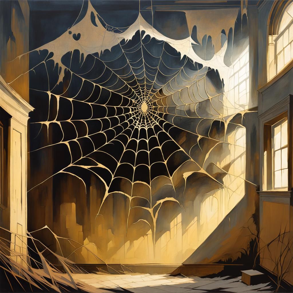 Creepy Spiderwebs in Abandoned House