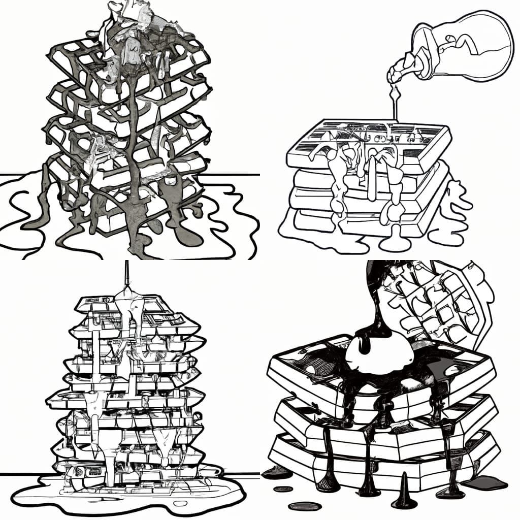 Waffles with Butter and Chocolate in Disney Style