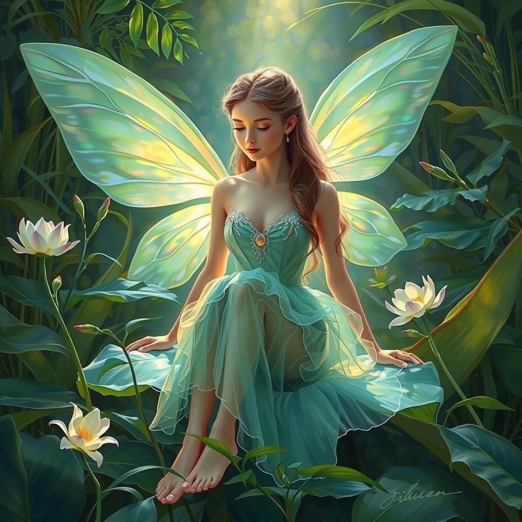 Delicate Fairy on a Lily Petal
