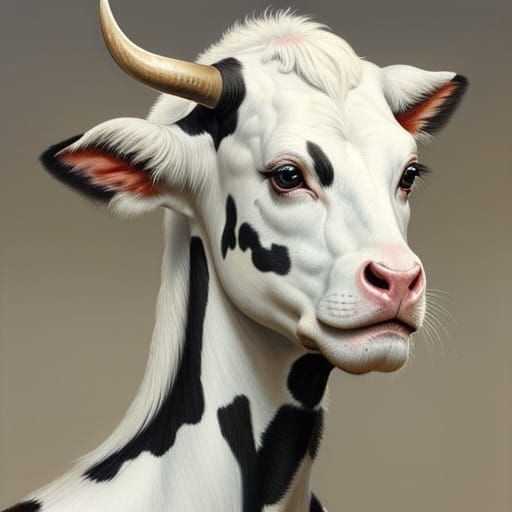 Cow Human Hybrid in Oil Painting