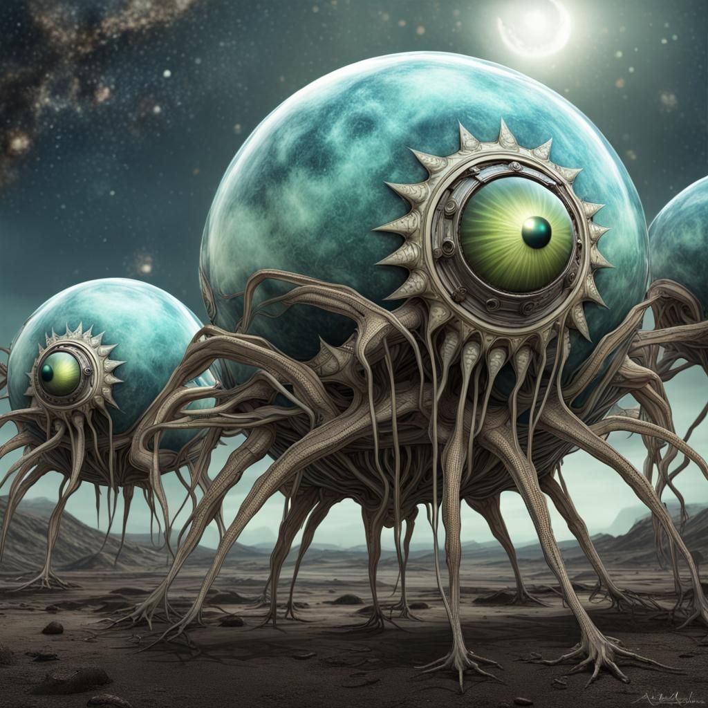 Surreal Alien Echinoderm in Art Nouveau Style