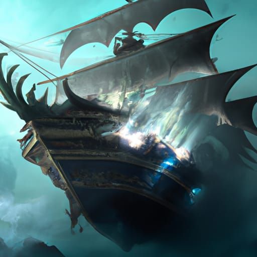 Ethereal Merchant Ship in a Misty Fantasy