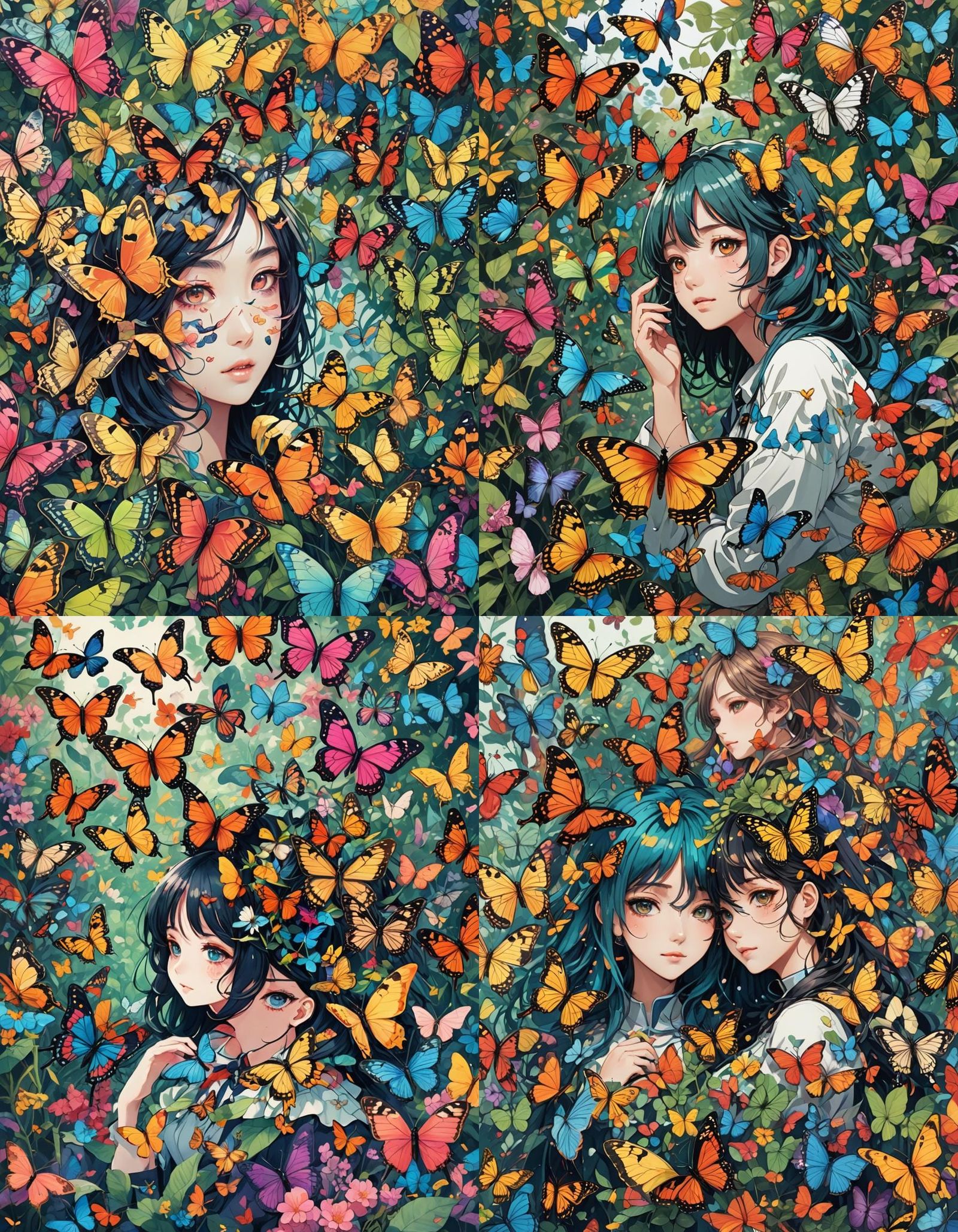 Butterfly and Caterpillar Communication in Anime Style