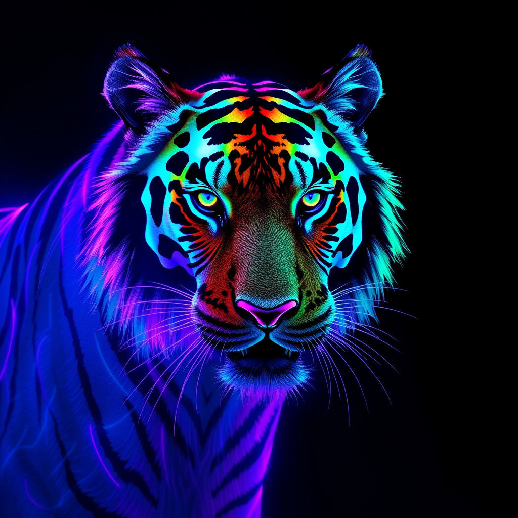 Neon Tiger in Cyberpunk Futuristic Style