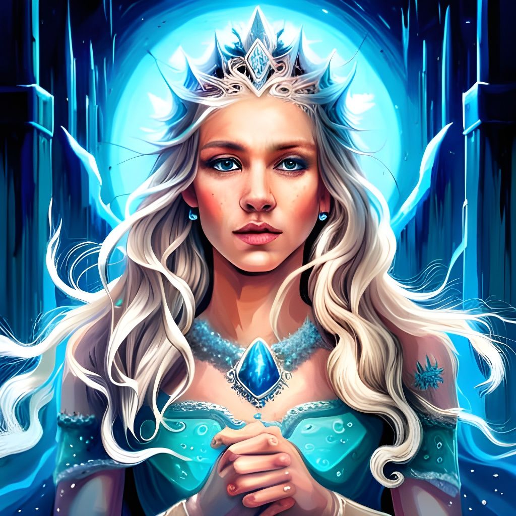Gorgeous Ice Princess Portrait with Ice Crown