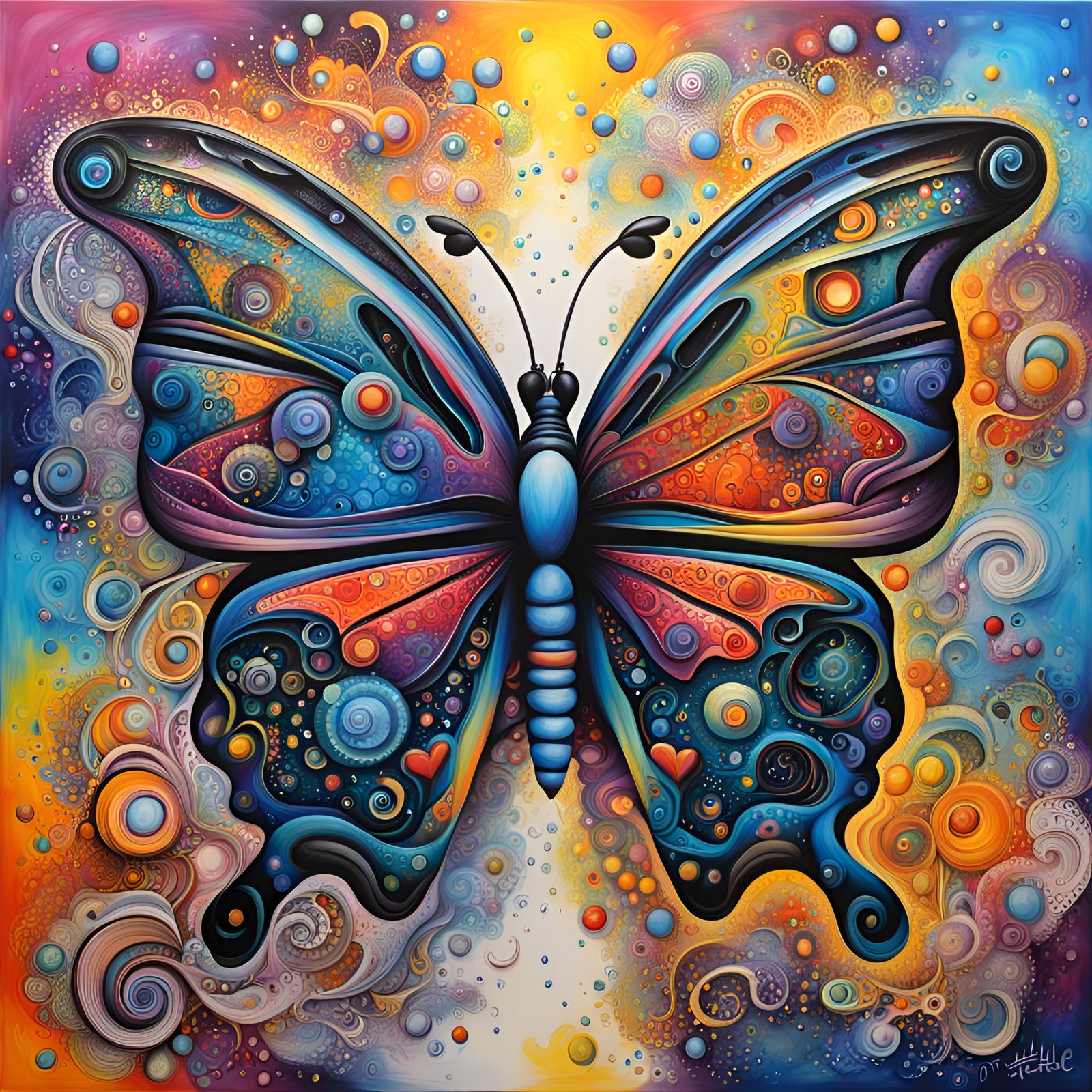 Colorful Butterfly Graffiti Art with Melting Effect