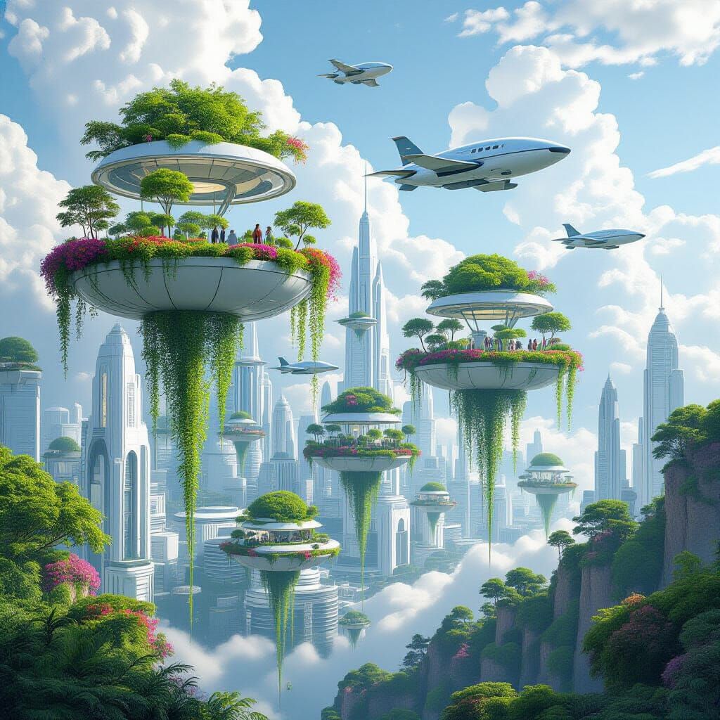 Futuristic Gardens Floating Above a City