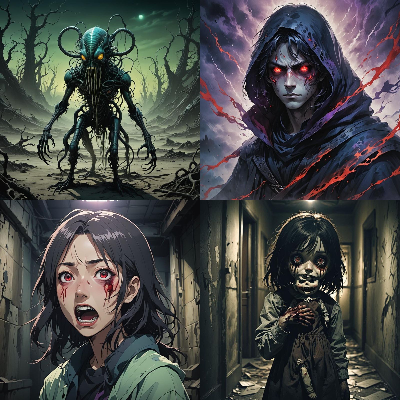 Scary Anime Art: Key Visual Japanese Manga Style
