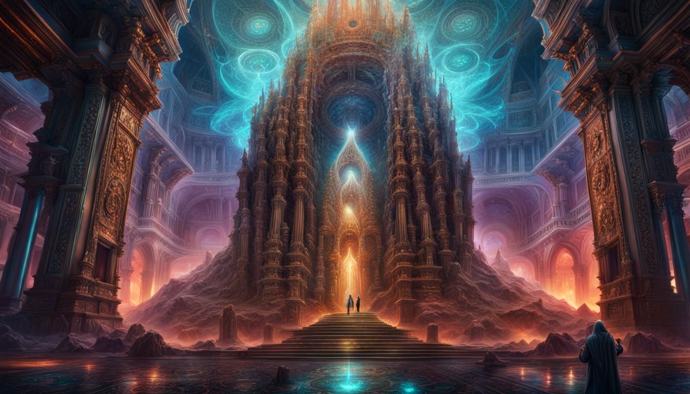 Ethereal Ancient Being in Cosmic Dark Fantasy Style