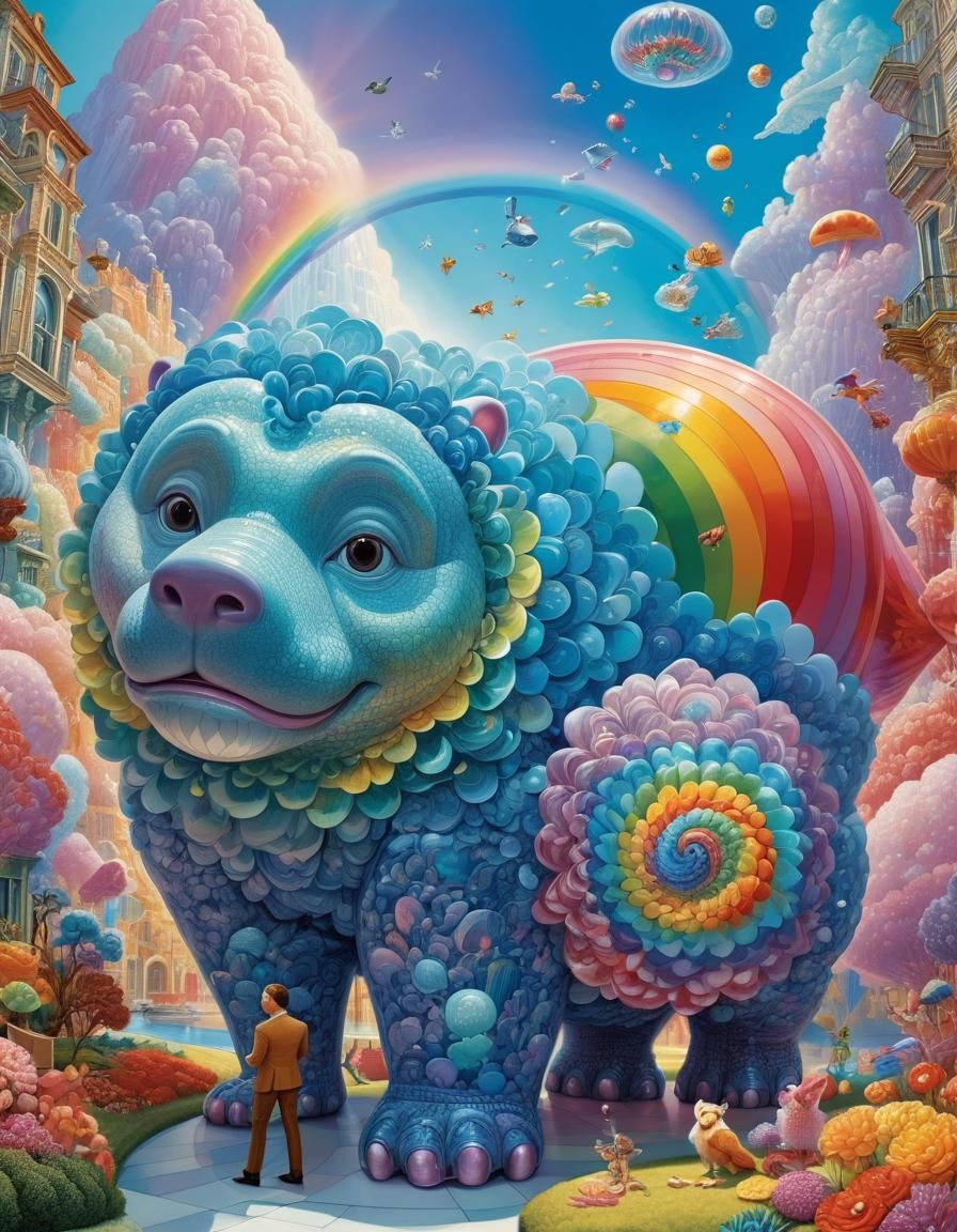 Whimsical Rainbow Holographic Sculpture