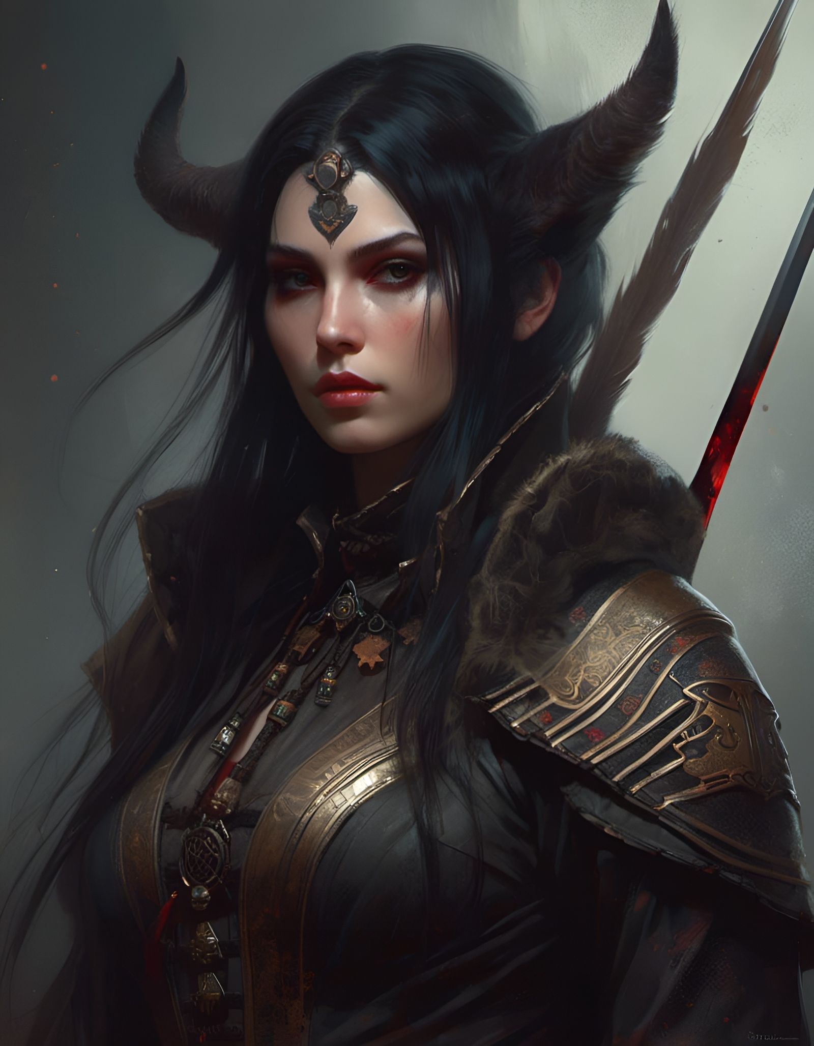 Gothic Goddess in Embossed Rogue Armor