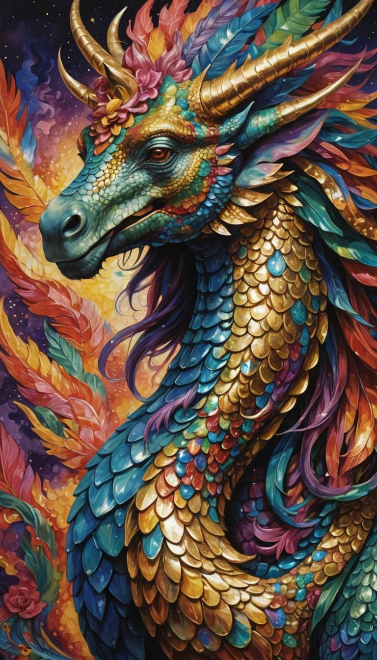 Andean Mythology: Surreal Two-Headed Dragon Elephant