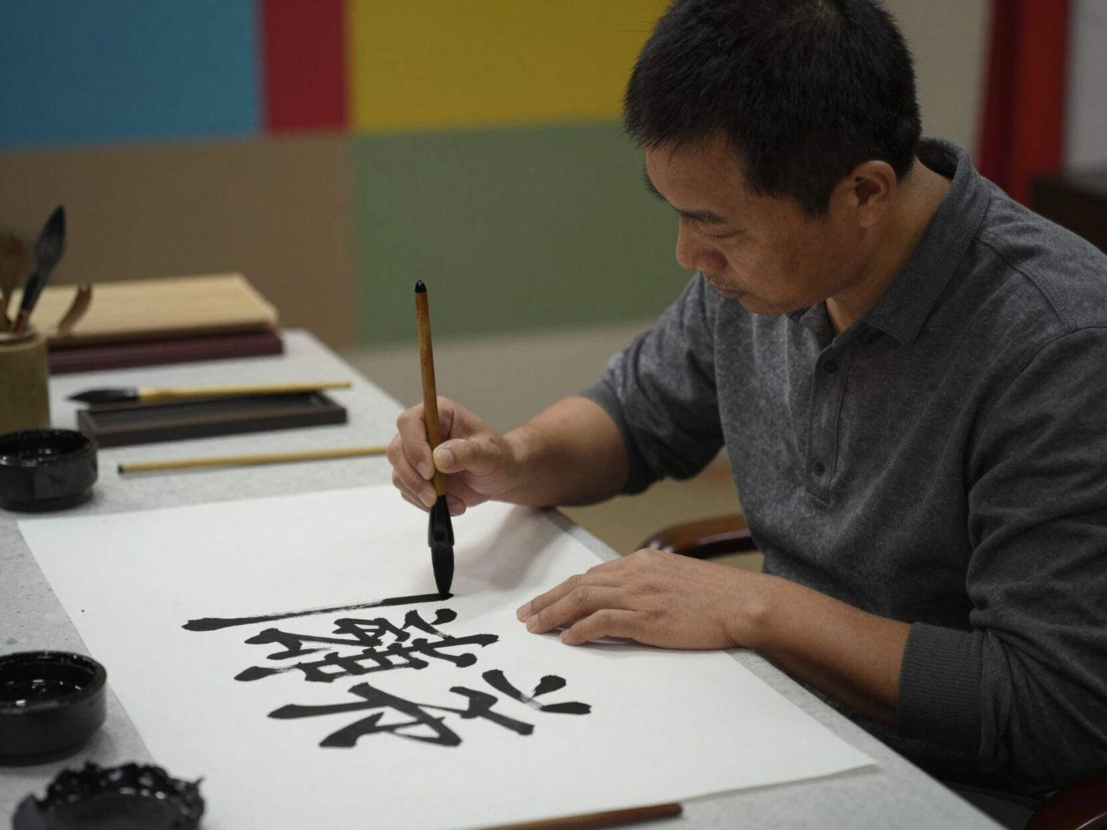 Calligrapher At Work: Meditative Artistry