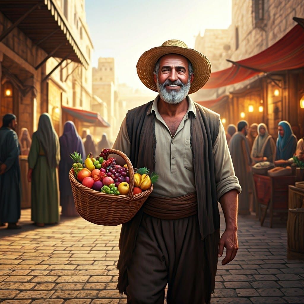 Farmer Brings Fresh Harvest to Vibrant Jerusalem Marketplace...
