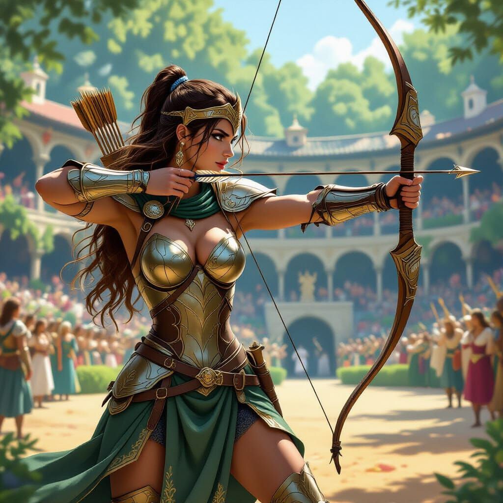 Artemis in a Medieval Tournament, Fantasy Art