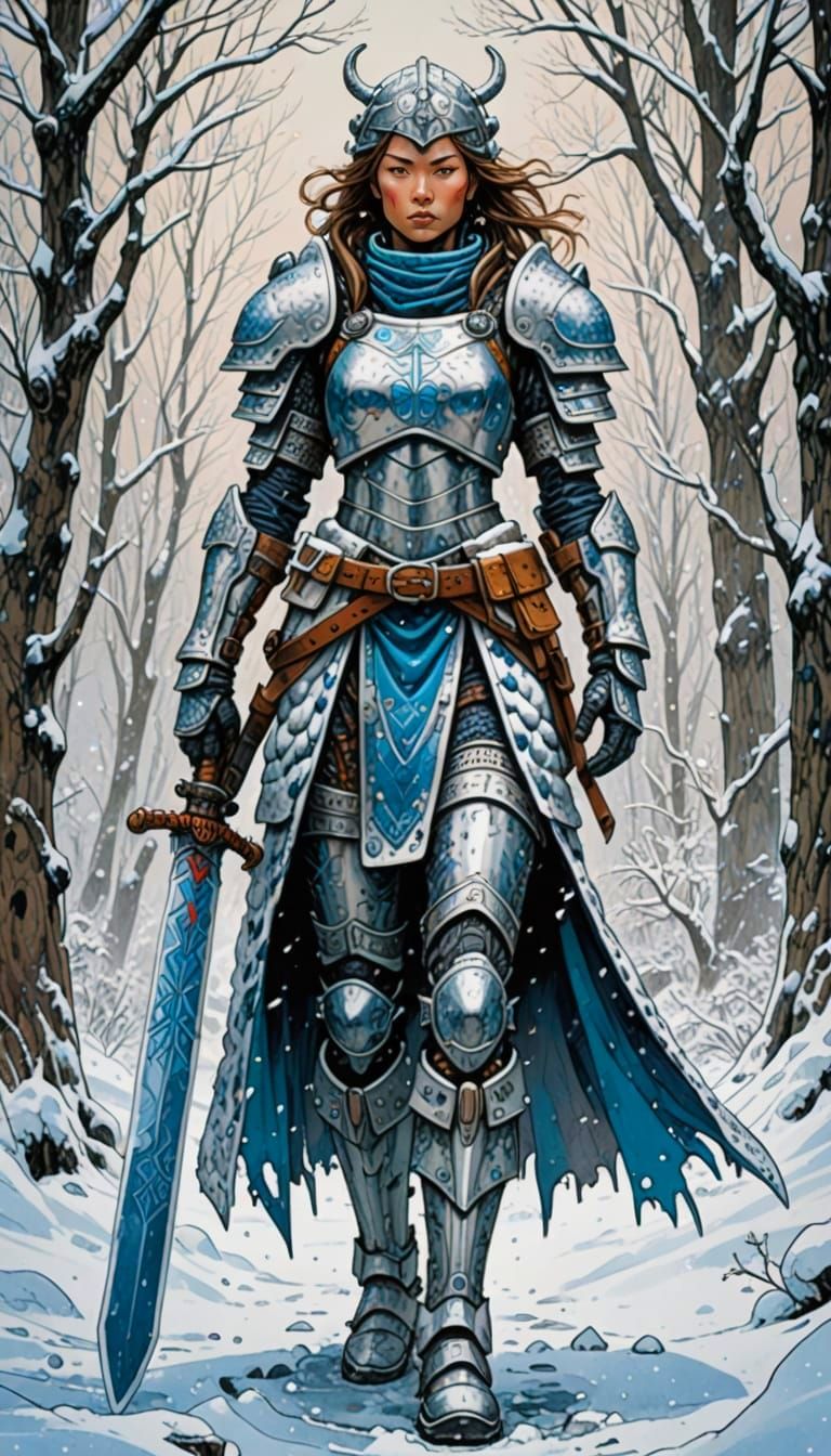 Frost Warrior in Vibrant Snow Armor