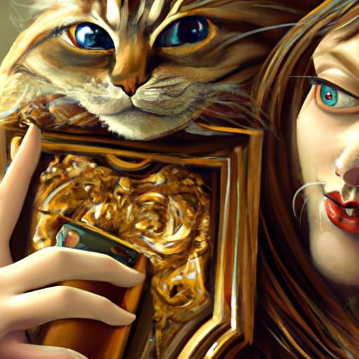 Cat Selfie Portrait in Hyperdetailed Art Style