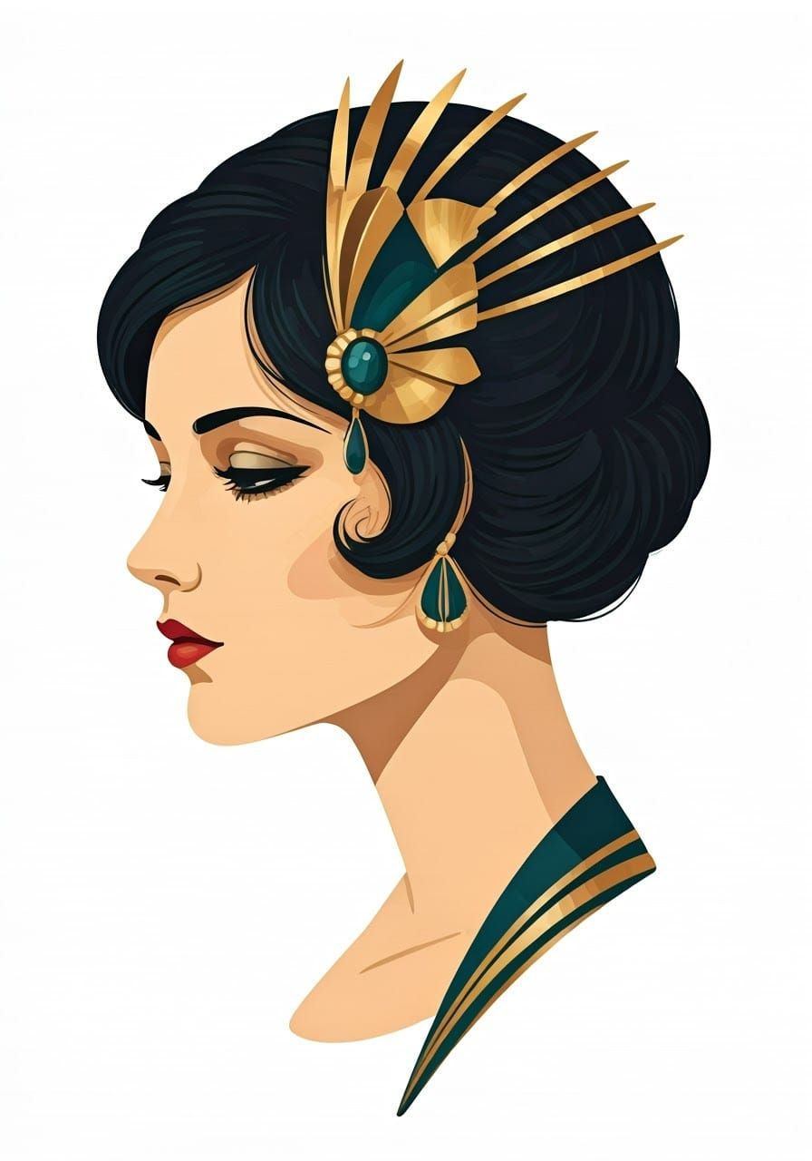 Bold Art Deco Silhouette in Metallic Gold and Black