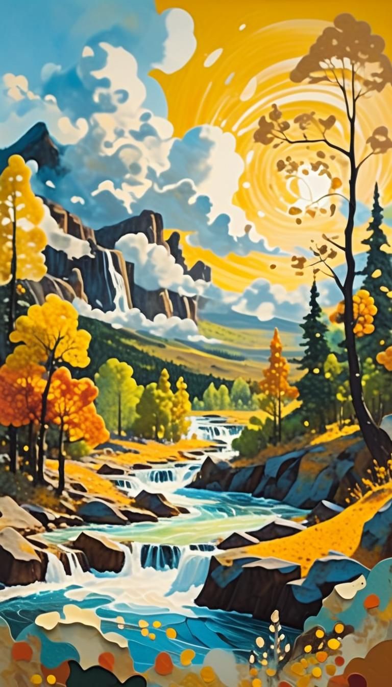 Ethereal Figure in Enchanted Landscape as Collage Art